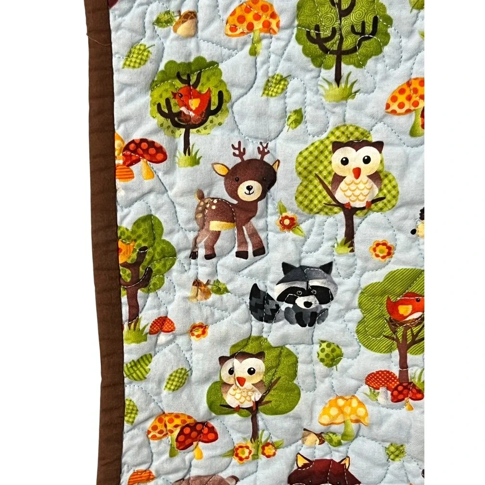 Handmade Woodland Baby Quilt 36x36 Personalized Grandma Gift Nursery Animals